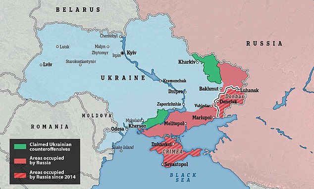 تظهر التحليلات اعتبارًا من هذا الأسبوع أن أوكرانيا وروسيا تشغلان مواقع في الشرق والجنوب