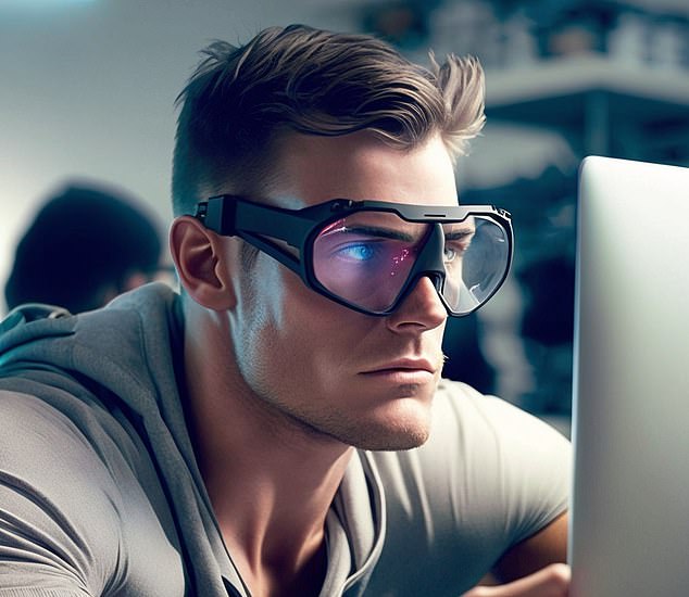 هل يمكن للمستخدمين ارتداء نظارات حماية الخصوصية لمنع الآخرين من رؤية شاشتهم؟  (ميدجورني)