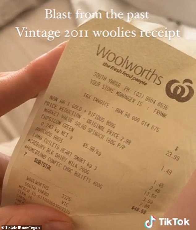 أصيبت امرأة بالصدمة بعد العثور على جدول Woolworths `` القديم '' من عام 2011 ، والذي أظهر بالضبط كم أصبحت الحياة باهظة الثمن