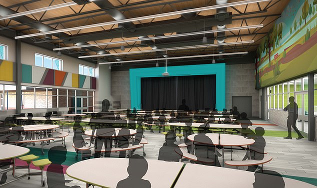 يمكن أن يبدأ البناء في يوليو / تموز مع استعداد المدرسة للافتتاح في يناير 2025. في الصورة ، الكافتيريا