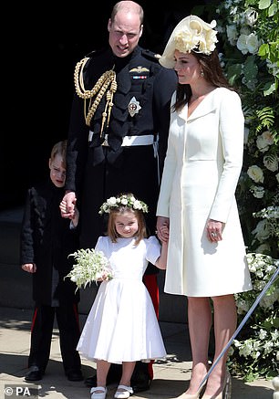 أمير وأميرة ويلز مع الأمير جورج والأميرة شارلوت في حفل زفاف ميغان ماركل والأمير هاري
