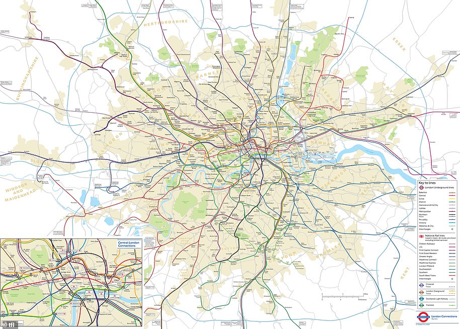 كشفت هيئة النقل في لندن (TfL) عن خريطة دقيقة جغرافيًا لمترو الأنفاق ، مع وجود مسافة مدهشة بين العديد من المنصات الشهيرة