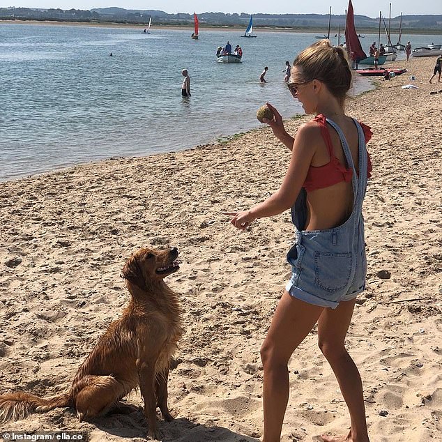 شارك جيمس لقطة للممول المذهل من خلال حسابه التجاري Ella Co ، حيث أظهر أليز على الشاطئ وهي تلعب لعبة الجلب مع كلبه الرائع.