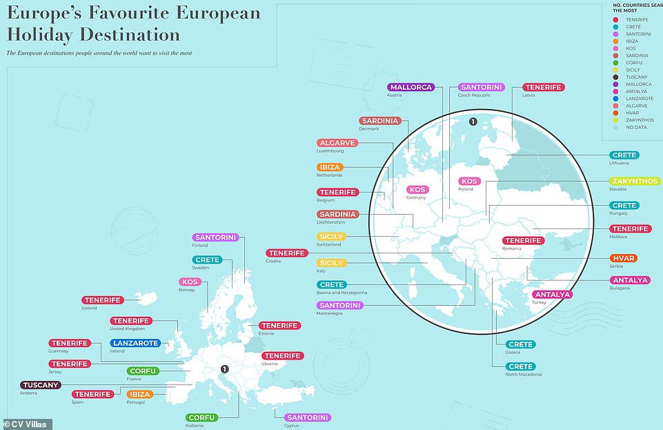 تينيريفي هي الوجهة الأوروبية رقم 1 لقضاء العطلات لـ 12 دولة أوروبية ، بما في ذلك إسبانيا والمملكة المتحدة وألمانيا وبلجيكا