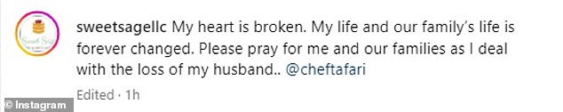 نشرت زوجة تفاري تكريمها على إنستغرام صباح الإثنين