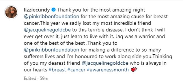 سبب مذهل: انتقلت ليزي إلى Instagram لمشاركة حبها للمؤسسة الخيرية حيث تحدثت بصراحة عن فقدان صديقتها بسبب السرطان في وقت سابق من هذا العام