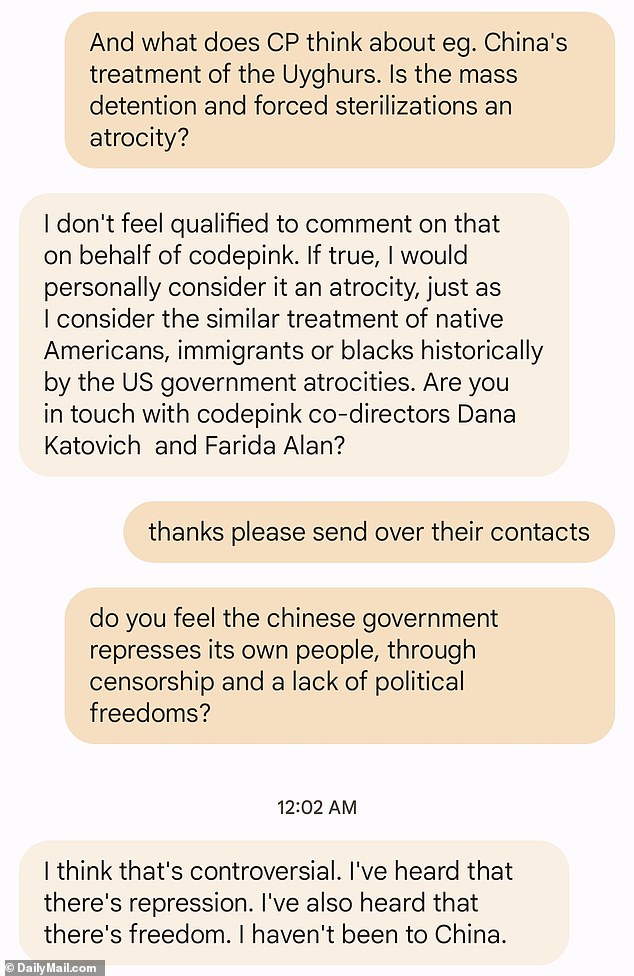 وفي سلسلة من الرسائل النصية، لم يكن Papermaster مستعدًا لانتقاد سجل حقوق الإنسان في الصين