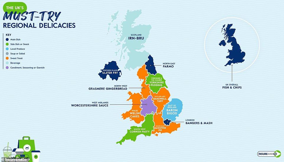 تتضمن سلسلة الخرائط تفصيلاً للأطباق الإقليمية الأكثر شعبية في المملكة المتحدة