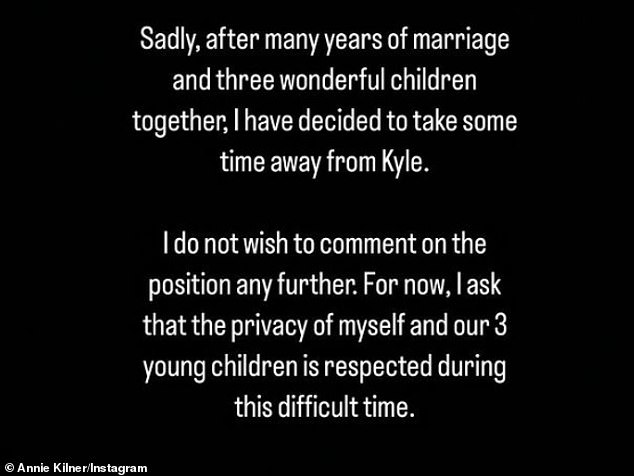 وأعلنت كيلنر انفصالها عن زوجها لاعب كرة القدم كايل بعد عامين من الزواج