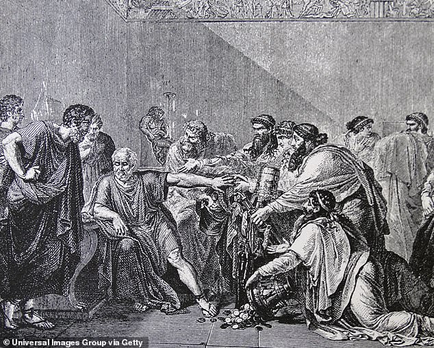 صورة لأبقراط وهو يرفض الهدايا من أرتحششتا الأول ملك بلاد فارس