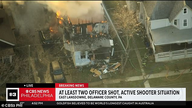 تم إطلاق النار على شرطيين خلال حادث إطلاق نار نشط بالقرب من فيلادلفيا في منزل أضرمت فيه النيران