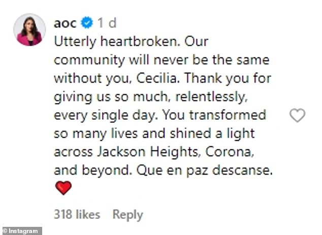 أعرب العديد من الممثلين والسياسيين الآخرين في Pose ألكسندرا أوكاسيو كورتيز عن احترامهم لسيسيليا بعد إعلان وفاتها
