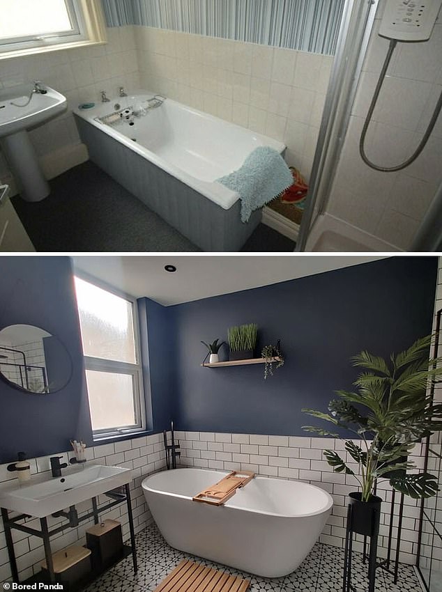 قام ملصق آخر من المملكة المتحدة بتحديث حمام منزلهم المصمم على الطراز الفيكتوري عن طريق استبدال الأرضيات والبلاط وحوض الاستحمام والمغسلة، مما يجعل المساحة تبدو أكثر إشراقًا وأكثر اتساعًا