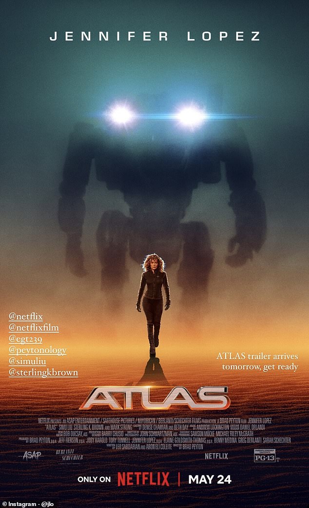 في وقت سابق من اليوم، انتقلت النجمة إلى قصتها لمشاركة الملصق الترويجي لفيلمها الجديد Atlas وكتبت: 