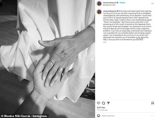 كشفت مونيكا جارسيا، 39 عامًا، من ربات البيوت الحقيقيات في سولت ليك سيتي، أنها عانت من فقدان الحمل في منشور على موقع Instagram يوم الأحد