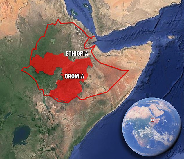 منطقة أوروميا في إثيوبيا.  ويشكل الأورومو 35% من سكان الدولة الواقعة في شرق أفريقيا