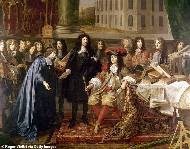الملك لويس الرابع عشر يزور الأكاديمية الفرنسية للعلوم في باريس عام 1667