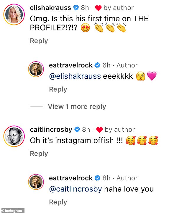 وأظهر عدد من أصدقاء ريزو حبهم في التعليقات، ومن بينهم الممثلة كيتلين كروسبي، التي قالت: 