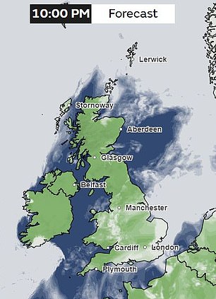 ستكون هناك سماء صافية فوق اسكتلندا ومعظم شمال المملكة المتحدة مما سيوفر فرصًا رائعة لمشاهدة الشفق القطبي الشمالي